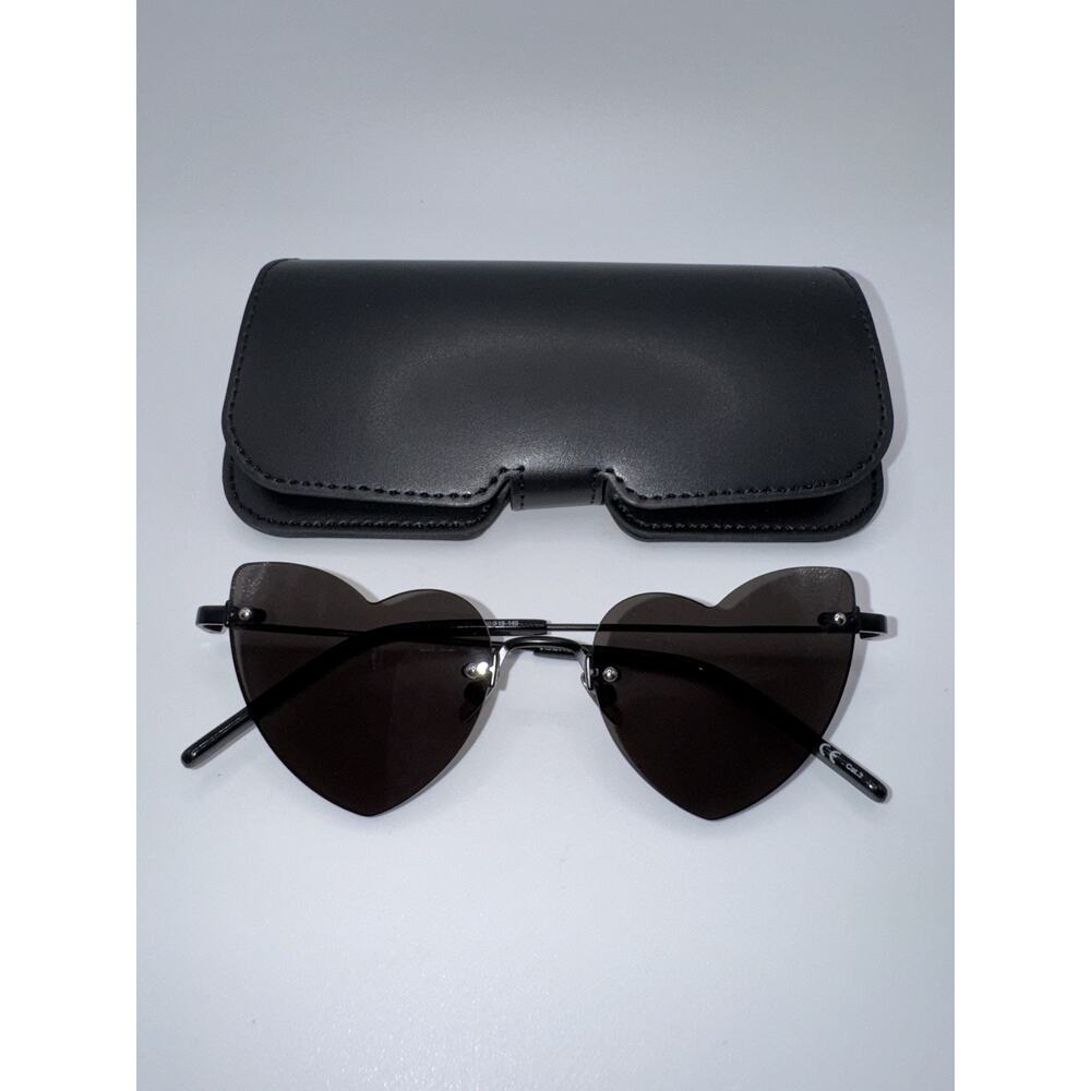 New SAINT LAURENT AUTHENTIC LOULOU SL254 Black Heart Metal Rimless Sunglasses